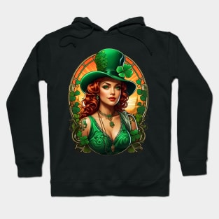 St.Patrick's Day retro vintage Irish woman shamrock design Hoodie